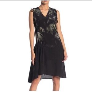 All Saints Black and Green High Low Dress